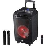 Woxter Rock'n'Roller - Lautsprecherwagen mit Karaoke-Funktion, 80W, LED-Display, Bluetooth, SD-Kartenleser-USB, AUX, Priorität Mic, Fernbedienung, Hochleistungsakku, X2 drahtlose Mikrofone