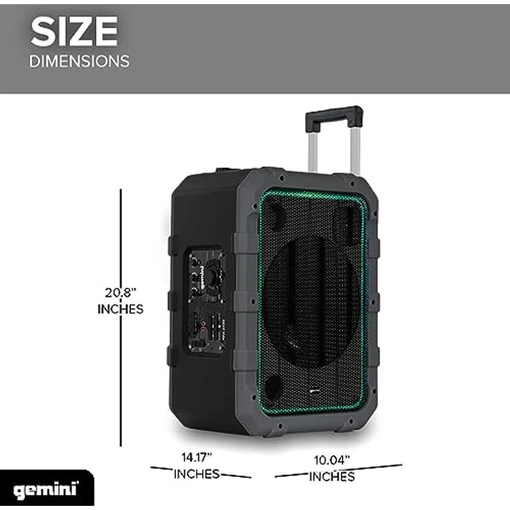 Native Gemini MPA-2400GRY, tragbarer Bluetooth Lautsprecher mit wetterbeständigem Design, grau – Bild 8