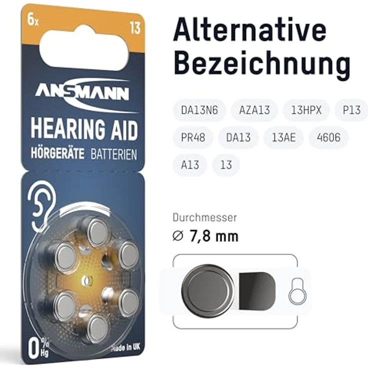 ANSMANN »Typ 13 Hörgerätebatterien Orange 120 Stück - P13 PR48 ZL2« Knopfzelle – Bild 2
