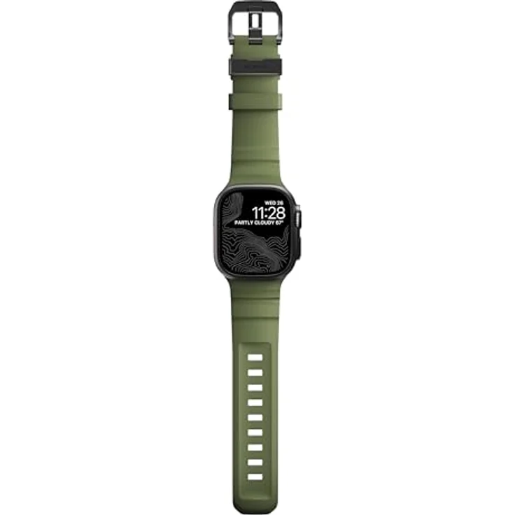 Nomad Rocky Point Band Apple Watch 42 / 44 / 45 / 49 mm, Grün, Wasserdichtes Sportarmband aus Fluorkohlenstoff-Gummi – Bild 7