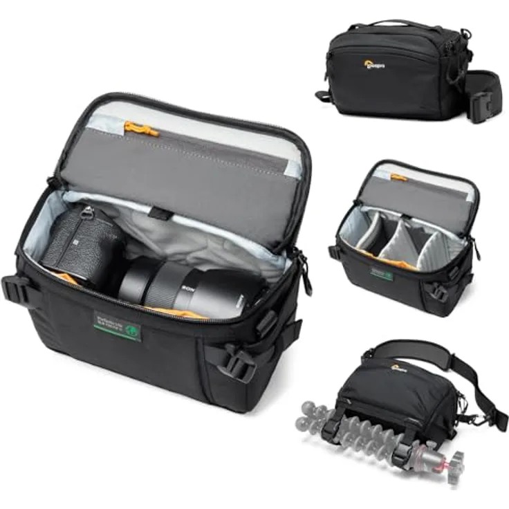 Lowepro ProTactic Lite SLX 110 AW III Kamera-Umhängetasche, 4 l Volumen, für DSLR/spiegellose Kameras, recyceltes Gewebe, grün