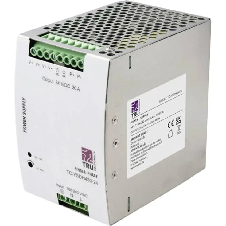 TRU Components TC-13864572 DIN-Schienen-Netzteil 24 V/DC, 20 A, 480 W, 1 Ausgang, für TS-35 Montage – Bild 1