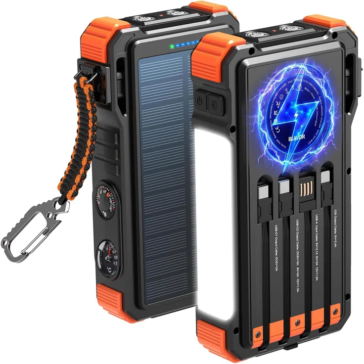 Extralink Solar Powerbank 20000mAh, 45W mit Induktion und LED-Lampe