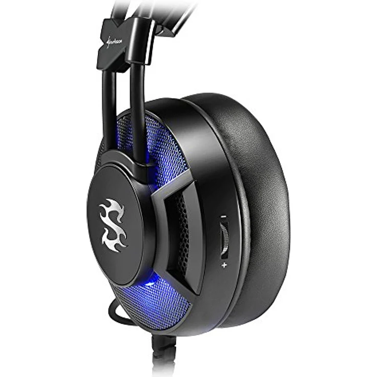 Sharkoon Skiller SGH2 Stereo Gaming Headset (für USB, PC, PS4, 50-mm-Lautsprecher, Extra-Große Ohrpolster, Blaue LED-Beleuchtung, Gefederte Kopfbandaufhängung) schwarz – Bild 2