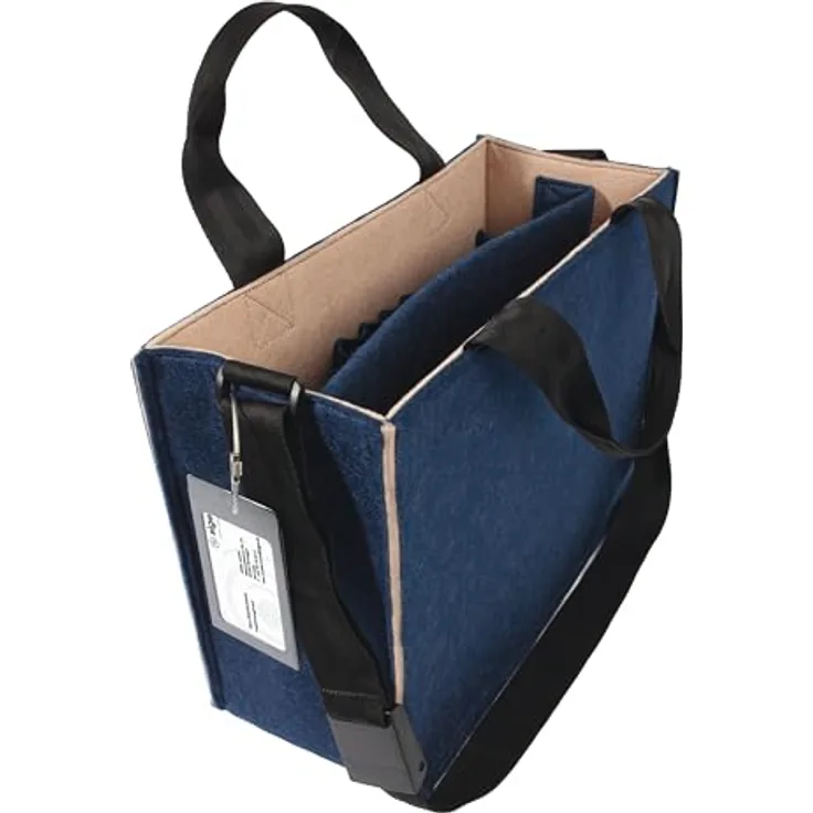 Sigel Notebooktasche Desk Sharing Bag Bicolor M, Blau/Beige, für Laptops bis 15,4 Zoll, aus recyceltem PET, leicht und tragbar
