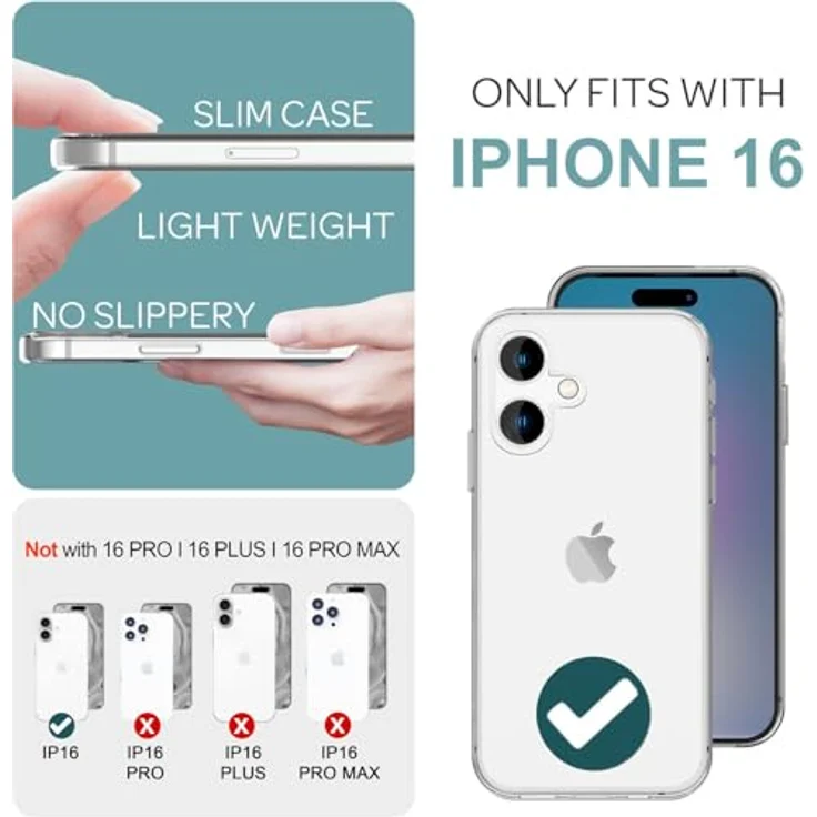 Nalia Klare 360 Grad Hülle für Apple iPhone 16, Transparentes Gehäuse mit vollem Rundumschutz und kabellosem Laden – Bild 4