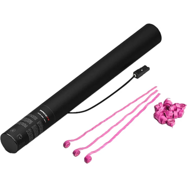 Magic FX Electric Cannon 50 cm, Konfetti Kanone mit pinken Luftschlangen, 12 m Reichweite