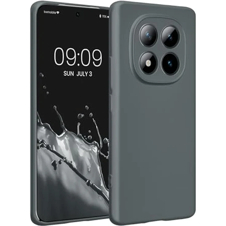 kwmobile Handyhülle für Xiaomi Redmi Note 15 4G / 5G & Poco M8 5G, weiche Silikon Case in Metallic Grau mit rutschfester Oberfläche und perfektem Kamera-Schutz – Bild 1
