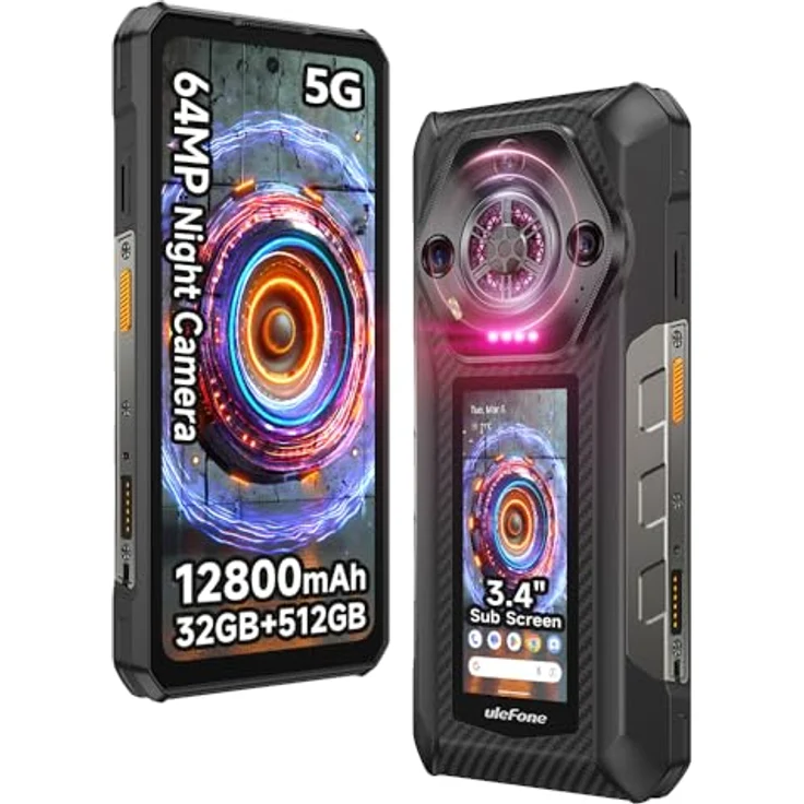 Ulefone Armor 30 Pro, 5G Outdoor Handy mit Dual-Screen, 32GB+512GB/2TB, 6,95" FHD+ 120Hz, 12800mAh, 50MP+64MP Nachtsichtkamera, Android 14, IP68/IP69K zertifiziert – Bild 1