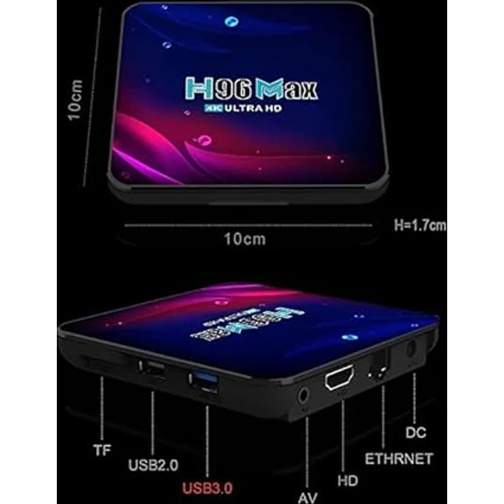 Lipa H96 Max Android TV-Box 2-16 GB Android 11 4K-Decoder Dolby-Sound Bluetooth, Streaming Box - IPTV Box - Mediaplayer - WLAN und Ethernet – Bild 2