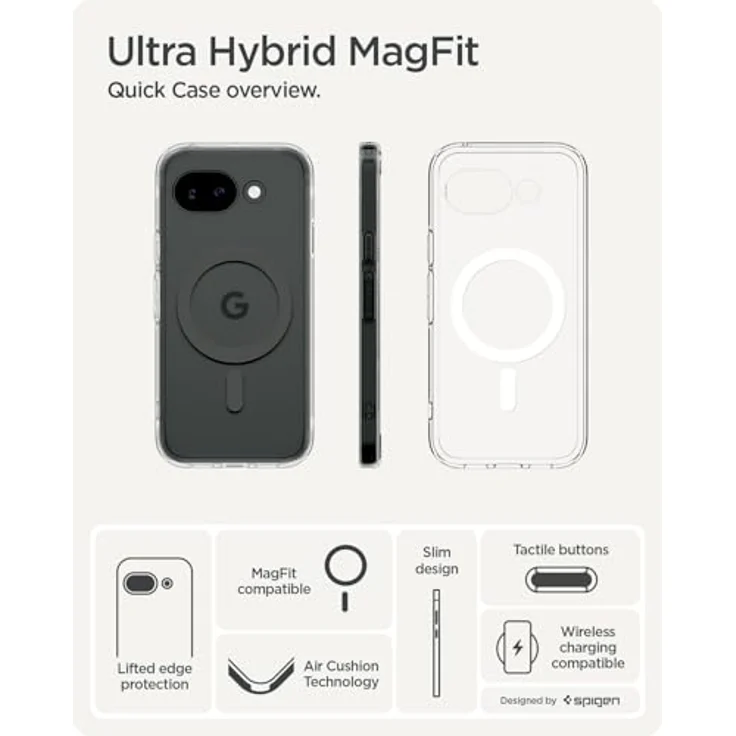 Spigen Ultra Hybrid MagFit für Google Pixel 10a, Transparente Hülle mit Anti-Vergilbung und MagSafe-Kompatibilität - Clear Graphite – Bild 3