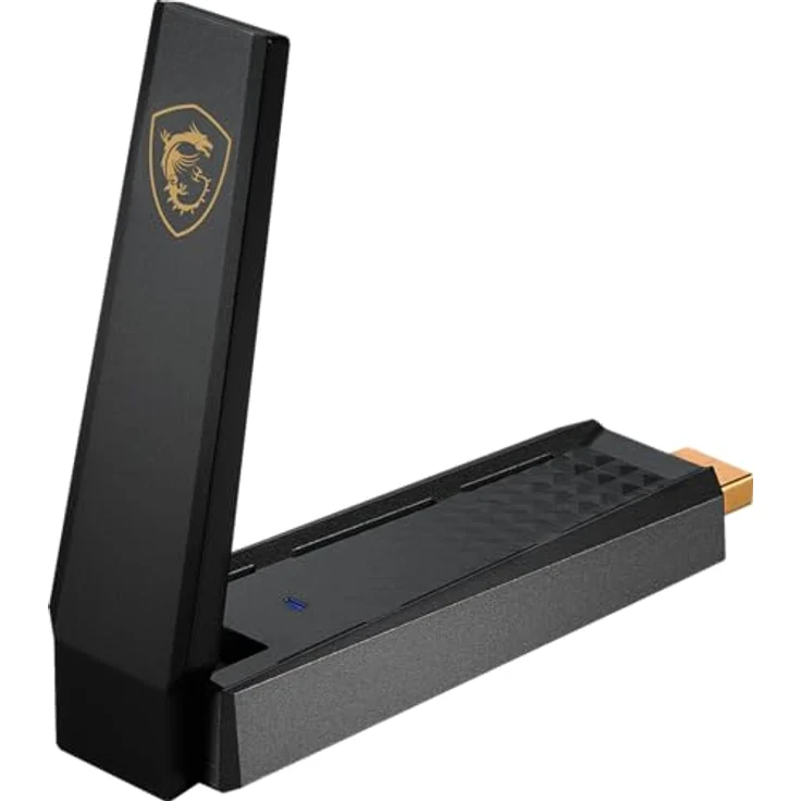 MSI AXE5400 WiFi 6E Tri-Band USB Adapter - Bis zu 5400 Mbps (6GHz, 5GHz, 2.4GHz Wireless), MU-MIMO, einstellbare Antenne, Beamforming, WPA3 - inkl. Standfuß, Schwarz – Bild 3