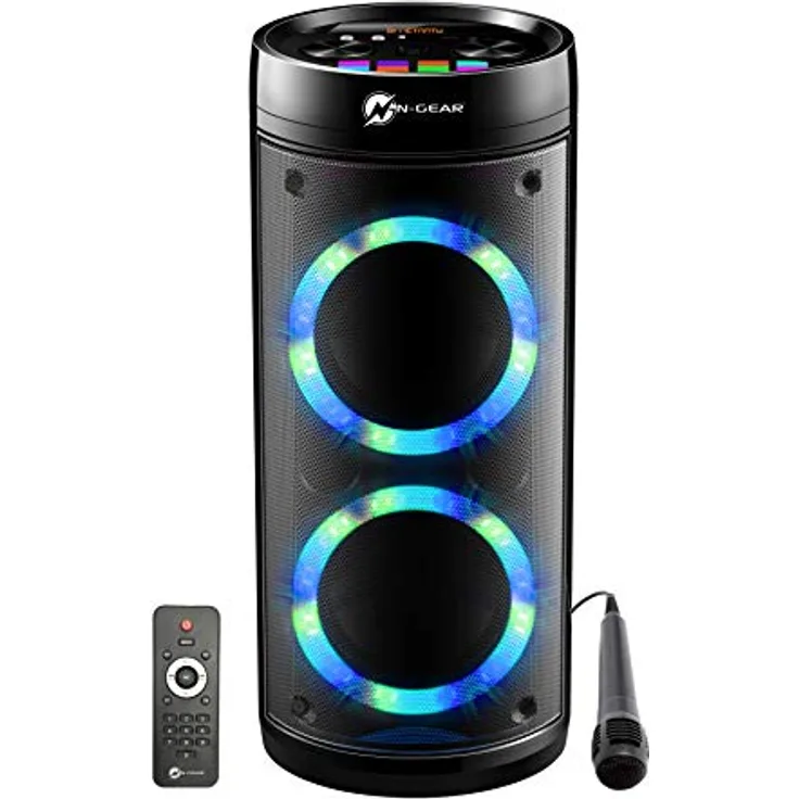 N-Gear LGP23 Bluetooth-Lautsprecher, Party Playback-Mikro-LED, Karaoke, schwarz