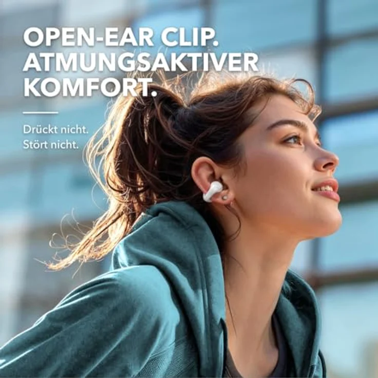 soundcore C30i by Anker, Open-Ear Earbuds, Clip On Kopfhörer, Leichtes Design, Stabiler Halt, Abnehmbare Klammern, Klarer Klang, 30h Wiedergabe, IPX4 Wasserschutz für Sport/Fitnessstudio, weiß – Bild 2