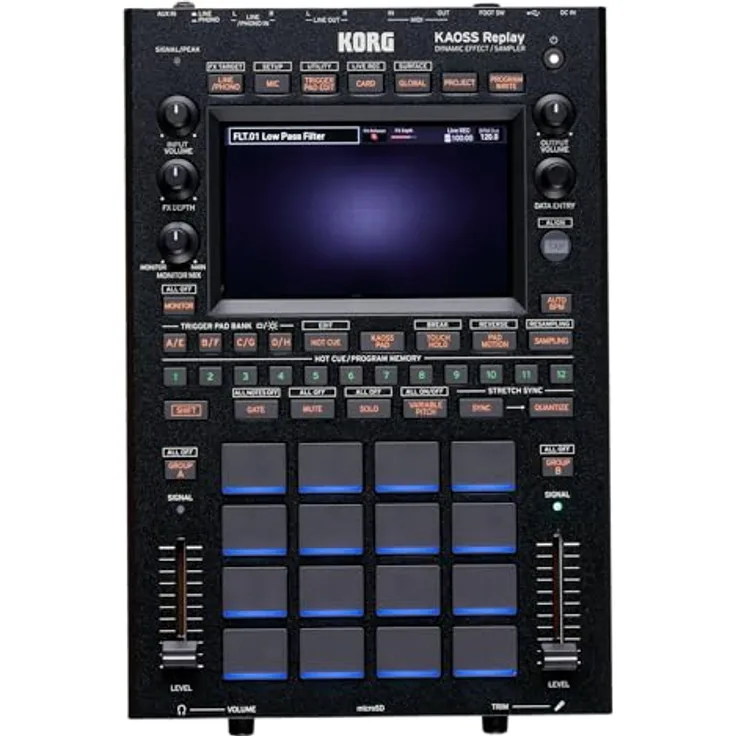 Korg Kaoss Replay, DJ Controller mit 128 Effekten, 16 anschlagdynamischen Pads und 5" OLED Touchdisplay