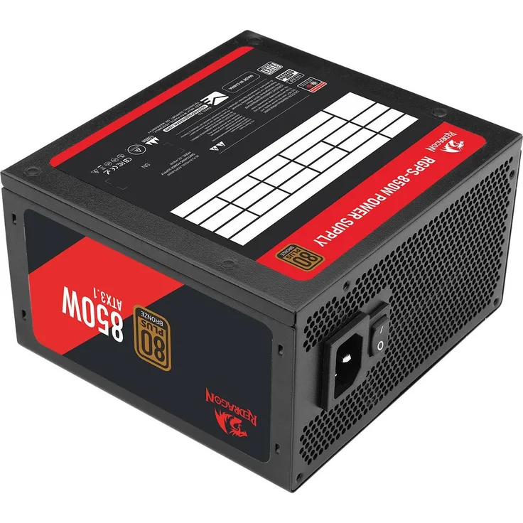 Redragon GC-PS030, 850 W PC Netzteil mit 80 PLUS Bronze Zertifizierung, ATX 3.1 kompatibel, Schwarz