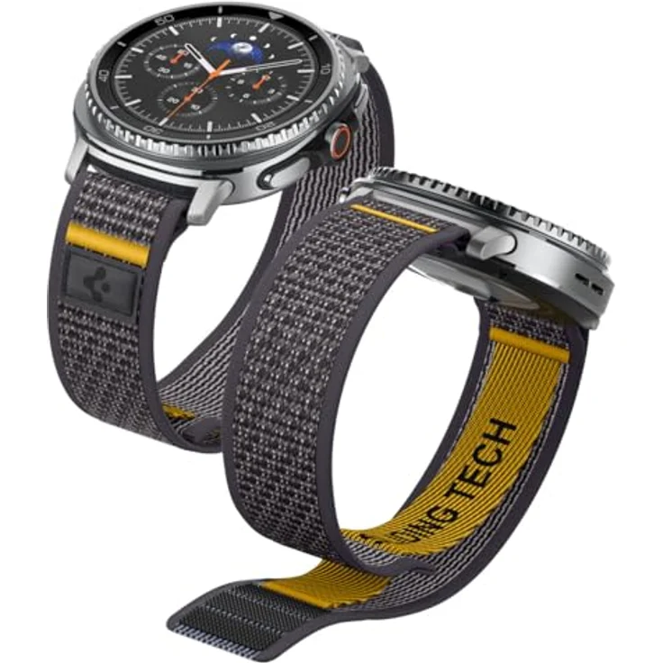 Spigen Athlex Air Armband für Samsung Galaxy Watch 8 44mm/40mm, 8 Classic 46mm (2025) - Hochwertiges Stoffarmband mit sicherem Klettverschluss, Actives Grau – Bild 1