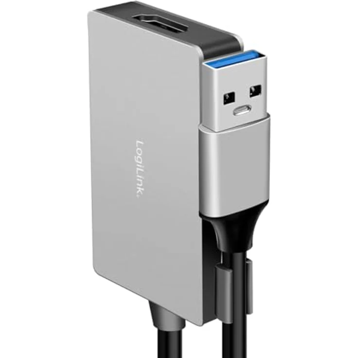 LogiLink UA0233A, USB 3.0 zu HDMI Adapter, Full HD bis 1080p/60 Hz, 0,15 m, grau, vergoldet – Bild 5