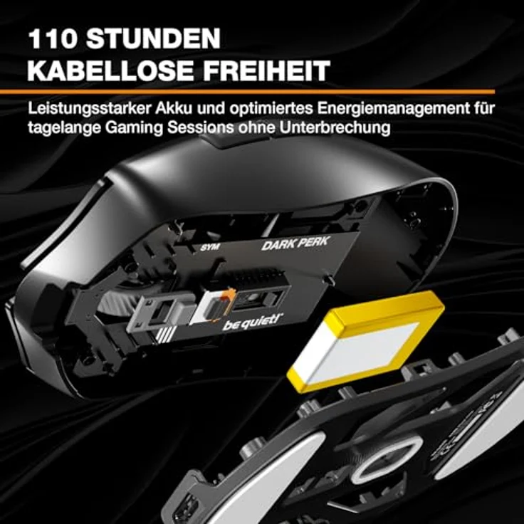 be quiet! Dark Perk Sym PC Maus, 55 g leicht, 32.000 DPI, 8.000 Hz Abtastrate, PixArt PAW3950 Sensor, optische 70-m-Switches, 100% PTFE-Glide Skates – Bild 3