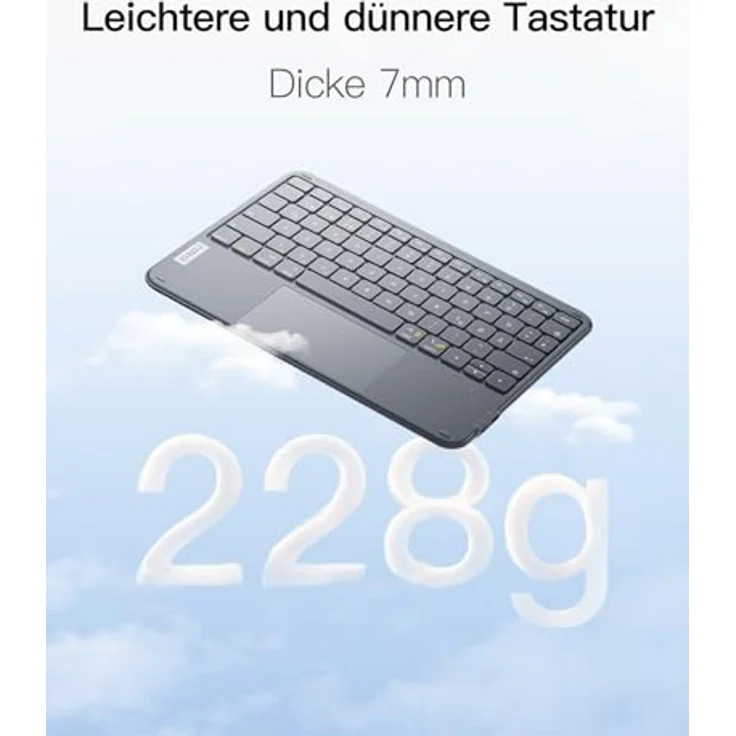 Inateck KB01105, Ultraleichte kabellose Tablet Tastatur mit Touchpad, QWERTZ Deutsch, kompatibel mit iPad/Tablet/Windows, Bluetooth 5.3, 5mm dick, 228g, bis zu 150 Tage Standby-Zeit – Bild 3