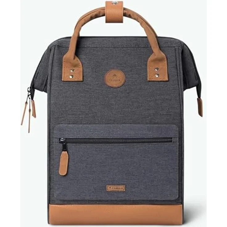 Cabaïa Adventurer Rucksack London Medium 18L, Wasserabweisend, Laptopfach bis 13 Zoll, 2 Vordertaschen, vegan zertifiziert, Grau – Bild 4