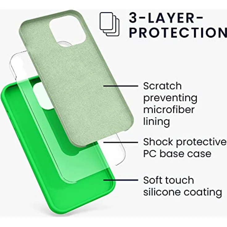 kwmobile Handyhülle für iPhone 13 Pro Max - Silikon Schutzhülle mit kabellosem Laden, Neon Grün – Bild 2