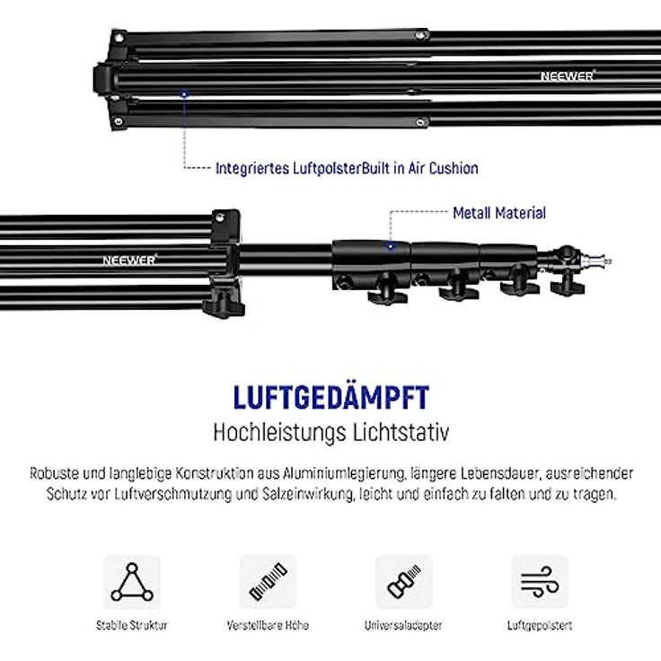 Neewer Lighting Tripod 400 cm, Aluminium-Stativ für professionelle Foto- und Videoaufnahmen – Bild 5