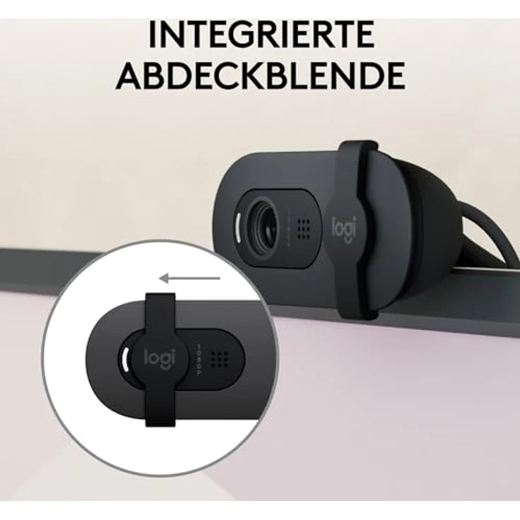 Logitech Brio 100 Full HD-Webcam für Meetings und Streaming, Auto-Lichtausgleich, integriertes Mikrofon, Abdeckblende, USB-A, für Microsoft Teams, Google Meet, Zoom und mehr - Graphit – Bild 4