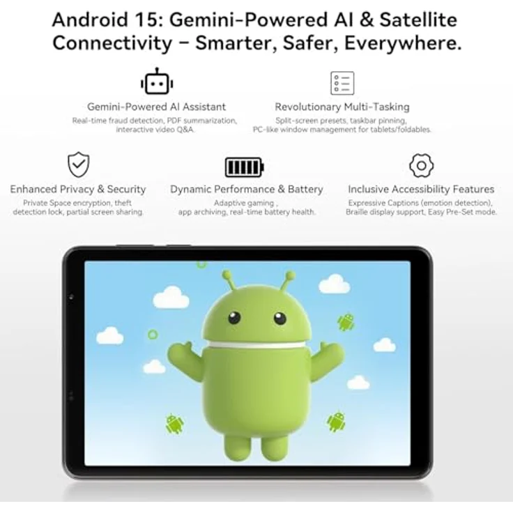 Blackview ZENO 1, 8″ HD Tablet mit 90 Hz Display, 12 GB RAM, 64 GB (erweiterbar bis 2 TB), 6000 mAh Akku, 8+8MP Kamera, GPS, Wi-Fi & 4G, Dual SIM, Felsenschwarz – Bild 4