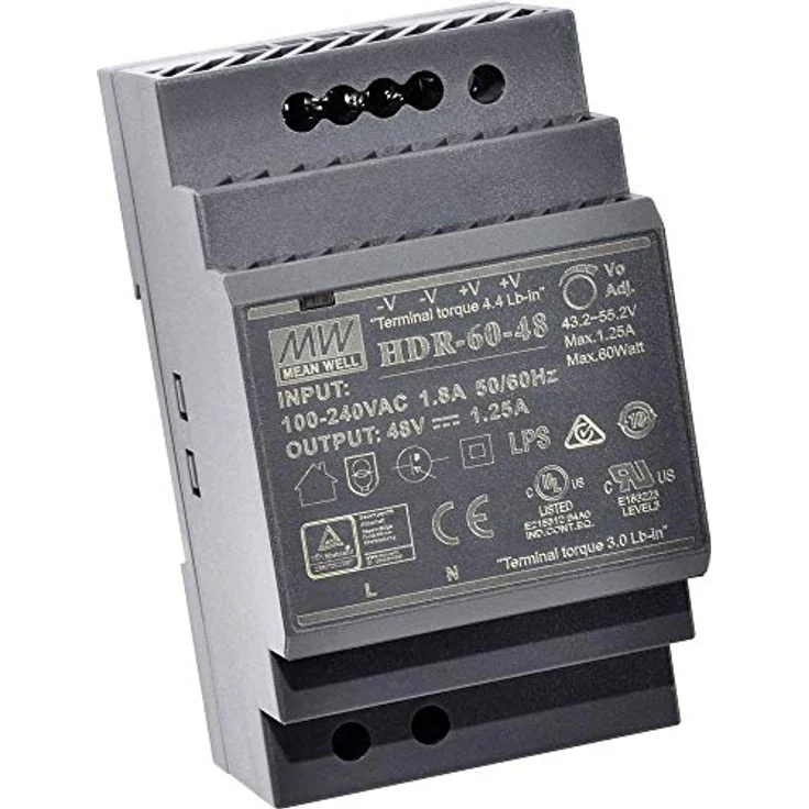 Mean Well HDR-60-24, Ultra Slim Netzteil mit 60W, 24V und 2.5A, universeller Eingang 85-264V AC – Bild 1