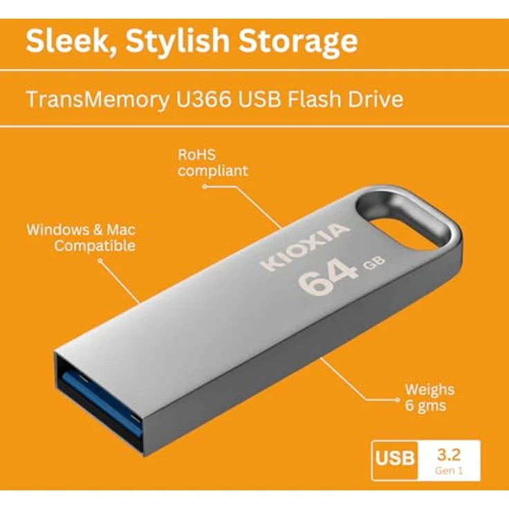 USB Pendrive Kioxia U366 Silber 64 GB (LU366S064GG4) – Bild 6