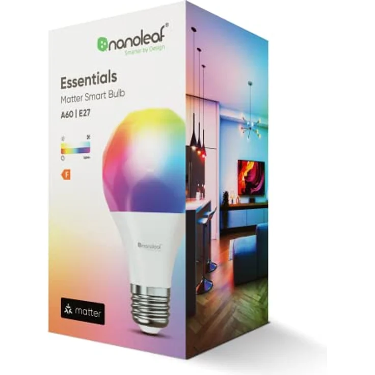 Nanoleaf Matter Essentials Glühbirne, Smarte RGBW E27 LED Lampe - Matter über Thread, Bluetooth 16 Mio. Farben LED Lampe, Bildschirm Sync, Funktioniert mit Google Home Apple, Deko und Gaming – Bild 2