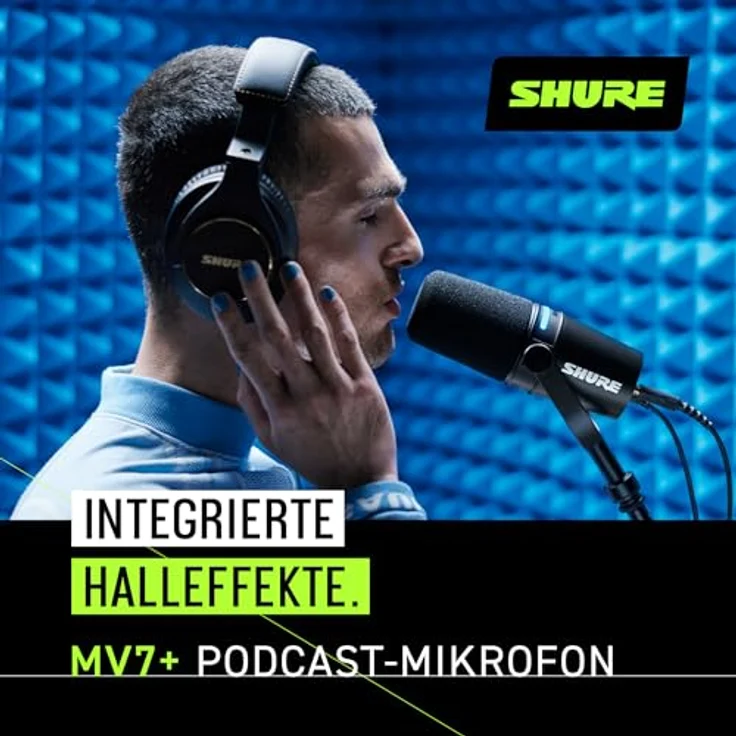 Shure MV7+ Podcast Mikrofon-Verbessertes Audio, LED-Touchpanel, USB-C- und XLR-Ausgänge, Auto-Level-Modus, digitaler Pop-Filter, Halleffekte, Podcasting, Streaming, Aufnahme - Schwarz – Bild 4