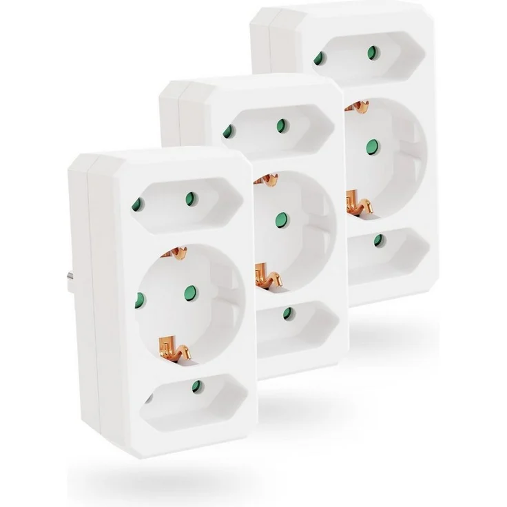 greate. 3x 3fach Steckdosenadapter bis 3500W, 3er Mehrfachsteckdose ohne Kabel 3-fach (Erhöhter Berührungsschutz) – Bild 1