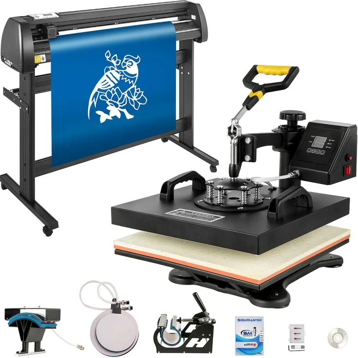 VEVOR 5 in 1 Heißpresse 38x38 cm & 1350 mm Vinyl Cutter, digitale Steuerung, hohe Schnittleistung, Hobby- und Profianwendung