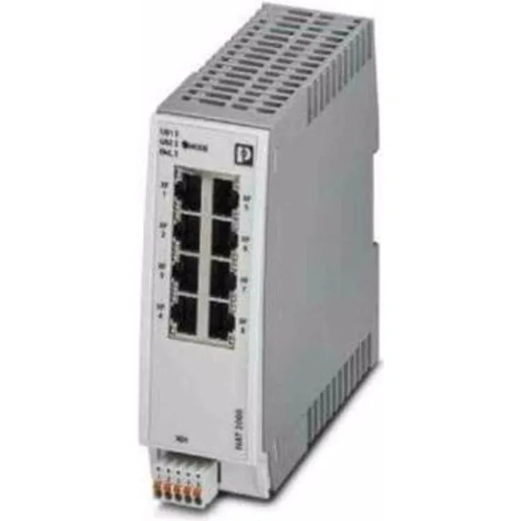 Phoenix Contact 2702882 Netzwerk-Switch Fast Ethernet (10/100) (8 Ports), Netzwerk Switch in Polycarbonat-Gehäuse, IP20, 24V DC Input