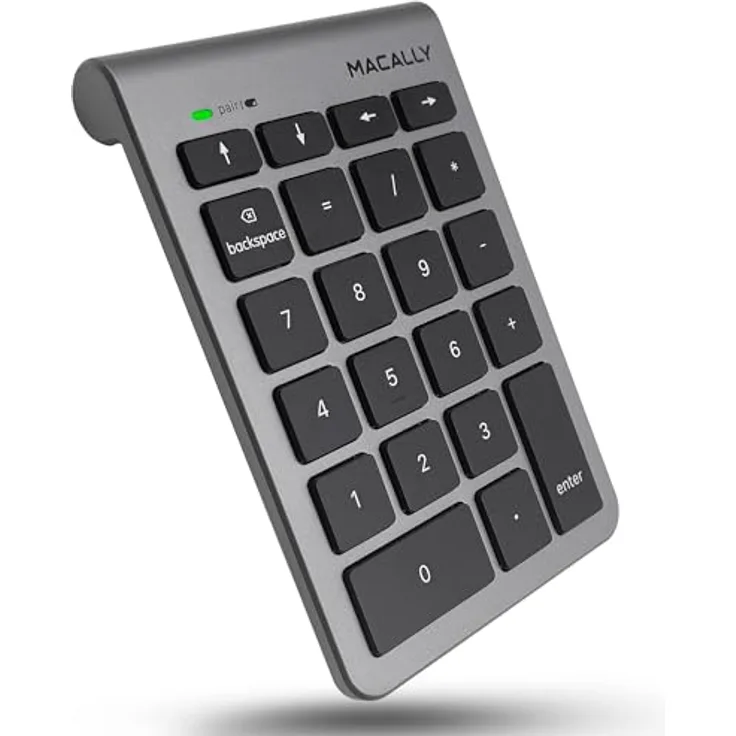 Macally 22 Keys Bluetooth Wireless Numeric Keypad for Mac with Arrow Keys & 10 Key Bluetooth Number Pad for Easy Data Entry - Number Keypad for MacBook Pro Air Laptop, iMac, Apple, iPhone, iPad Etc.