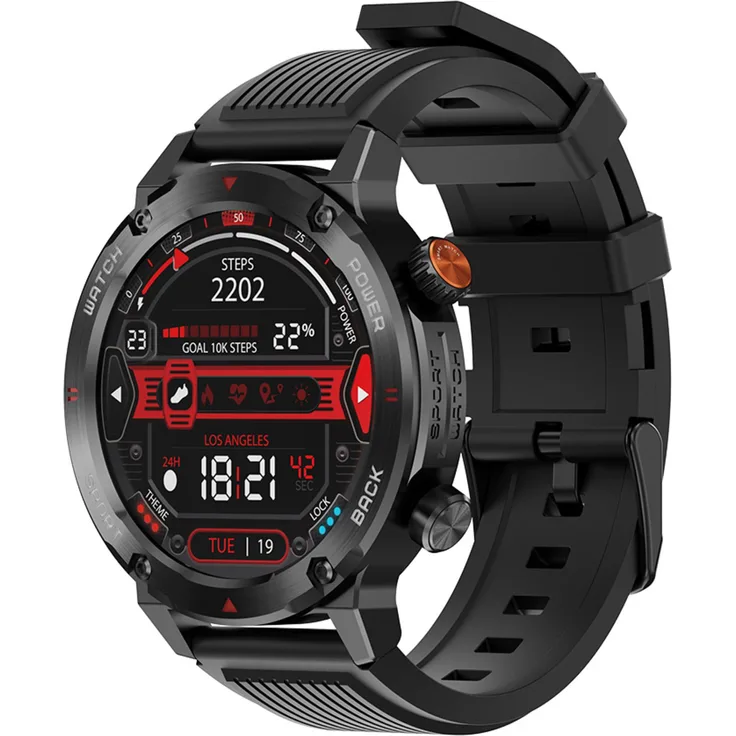 IMIKI D2 Smartwatch, Super-Retina AMOLED Display, 3 ATM wasserdicht, Gesundheitsmanagement, Schwarz