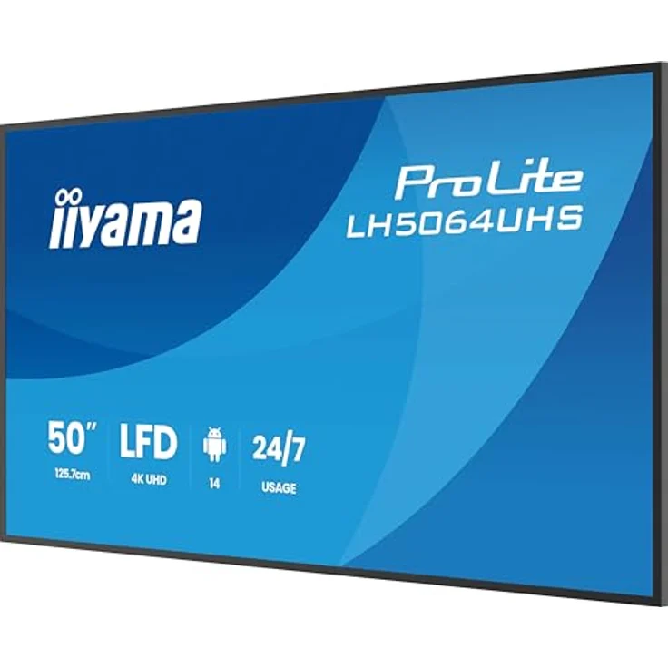 iiyama Prolite LH5064UHS-B1AG 125.8cm 50" Digital Signage Display IPS LED Panel 4K UHD HDMI USB-C USB2.0 RS-232c RJ45 Android 14 OS iiSignage² WiFi Mediaplayer 24/7 AntiGlare schwarz – Bild 3