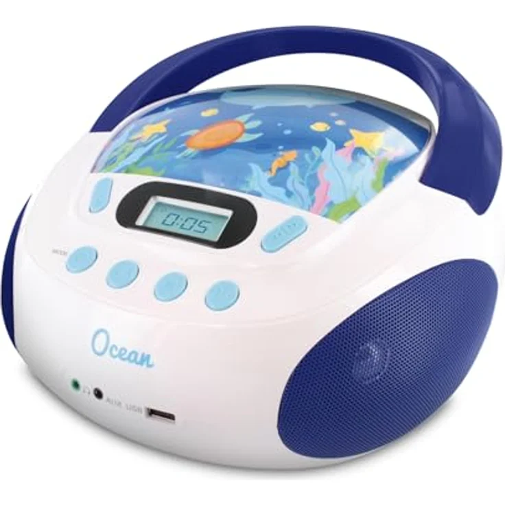 Metronic Radio-CD-Player für Kinder, Ozean, mit USB--SD--AUX-IN-Port blau-weiß – Bild 4
