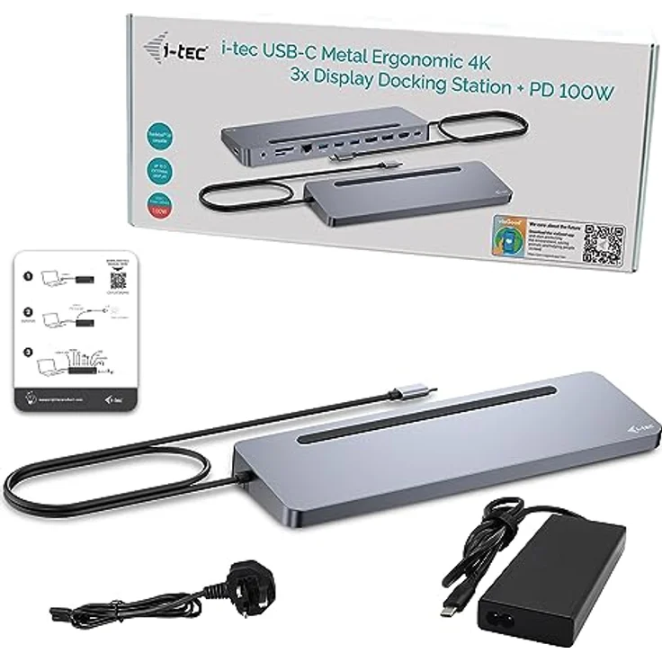 iTEC USB-C Metal Ergonomic 4K 3x Display Docking Station with Power Delivery, Aluminiumgehäuse, 100 W, Universal Charger 100 W – Bild 8