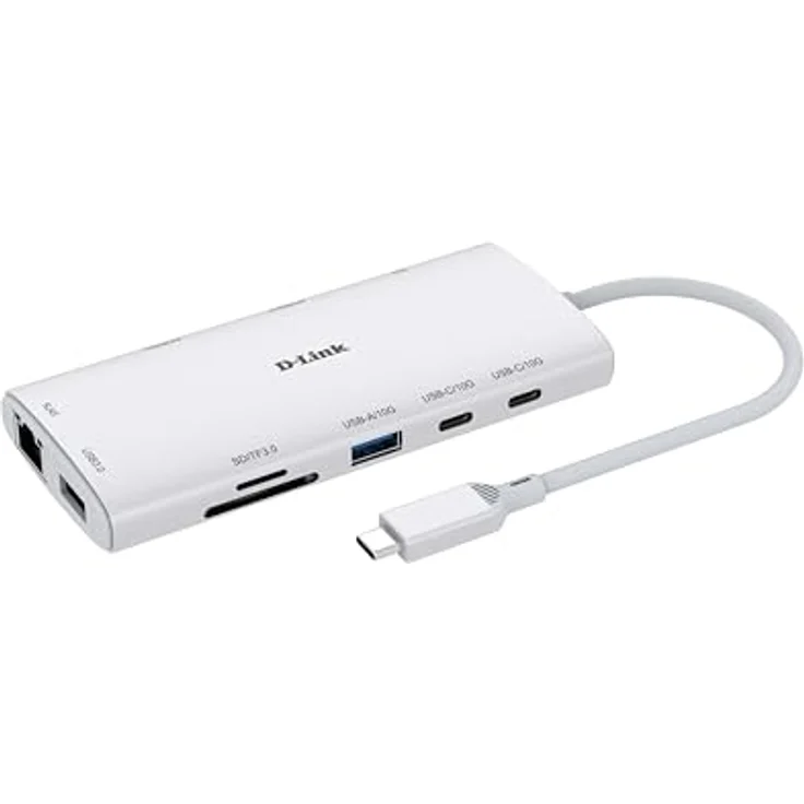 D-Link DUP-A01 USB-C Hub 10-in-1, 2x HDMI 4K@60Hz, USB 3.1/3.0, 100W Power Delivery, SD/microSD, Gigabit Ethernet, Dockingstation für MacBook und Windows Laptops – Bild 1
