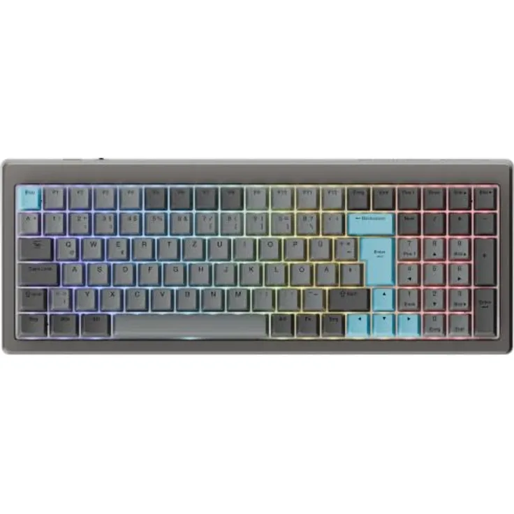 Ducky Cushion 98 Gaming-Tastatur, 96%, DE-Layout (ISO), Shush Green Switches, RGB, 2,4 GHz/Bluetooth, Nickel