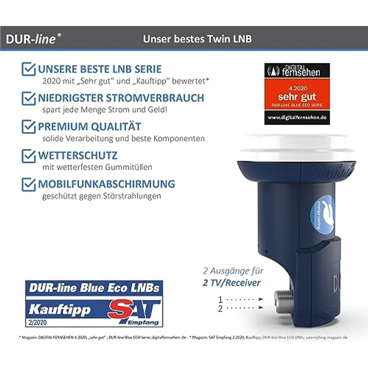 DUR-line Blue ECO Twin LNB 2 Teilnehmer/Sat-Receiver – Bild 2
