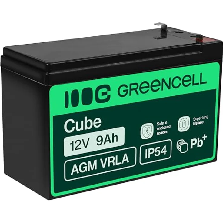Green Cell AGM06 VRLA 12 V 9 Ah AGM (W x H x D) 151 x 95 x 65 mm 6.35 mm blade terminal High number of charge cycles – Bild 2