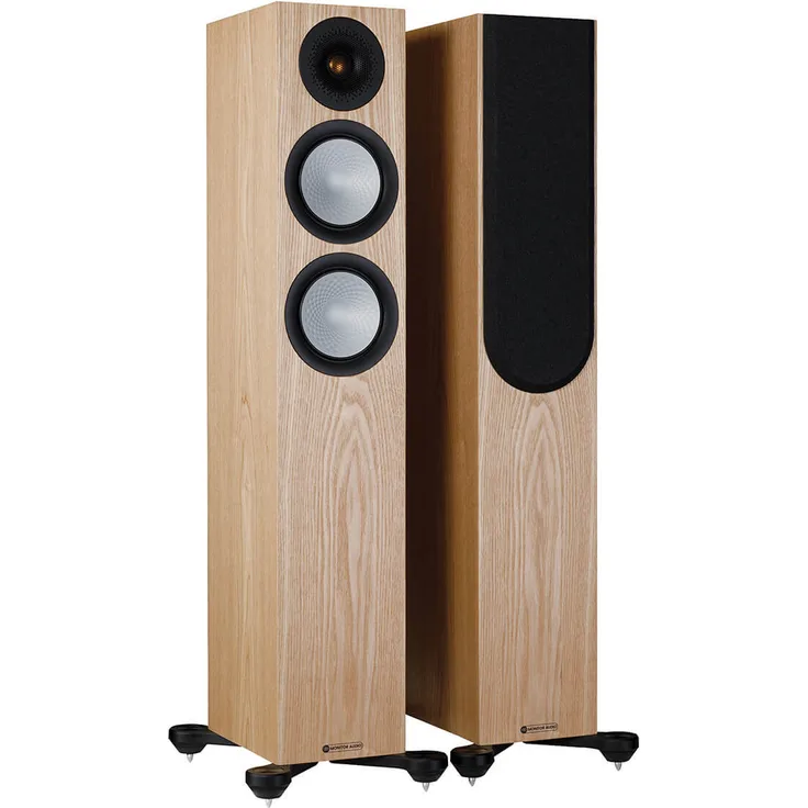 Monitor Audio Silver 200 7G, Standlautsprecher mit Echtholzfurnier Esche, optimiert für wandnahe Aufstellung, präziser Hochton, strukturierter Tief- und Mittelton