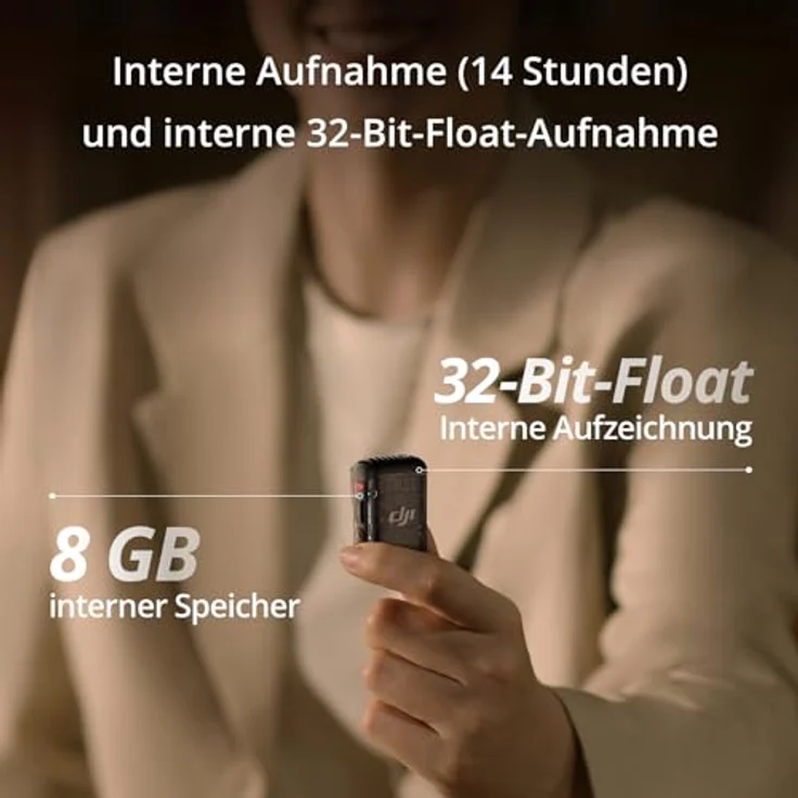 DJI Mic 2 (2 Sender + 1 Empfänger + Ladeschale), kabelloses Mikrofon, intelligente Rauschunterdrückung, interne 32-Bit-Float-Aufnahme, 250 m Reichweite, Mikrofon für iPhone, Android – Bild 5