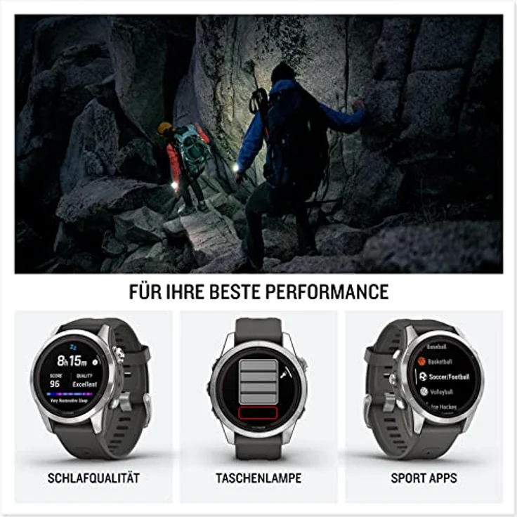 Garmin fēnix 7S Pro – GPS-Multisport-Smartwatch mit Farbdisplay und Touch-/Tastenbedienung, TOPO-Karten, über 60 vorinstallierte Sport-Apps, Garmin Music und Garmin Pay – Bild 4