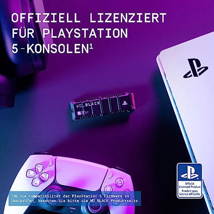 WD_BLACK SN850P 1 TB NVMe SSD Offiziell Lizenziert für PS5 Konsolen (interne Gaming SSD; optimierter Kühlkörper; PCIe Gen4 Technologie, bis zu 7.300 MB/s Lesen, M.2 2280) – Bild 2