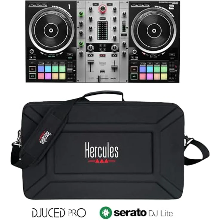 Hercules DJ Control Inpulse 500, DJ-Controller mit professioneller Audio-Konnektivität und hochwertigem Koffer, silber – Bild 2